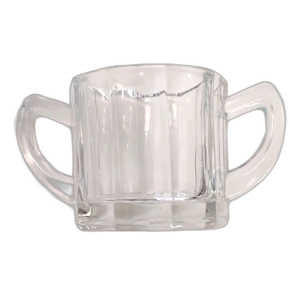 Vintage Sugar Bowl with 2 Handles Clear Glass no lid